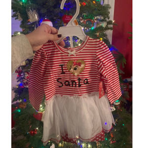 NWT Rudolph Red and White Christmas Outfit with Tutu Two Piece Set 12 Months